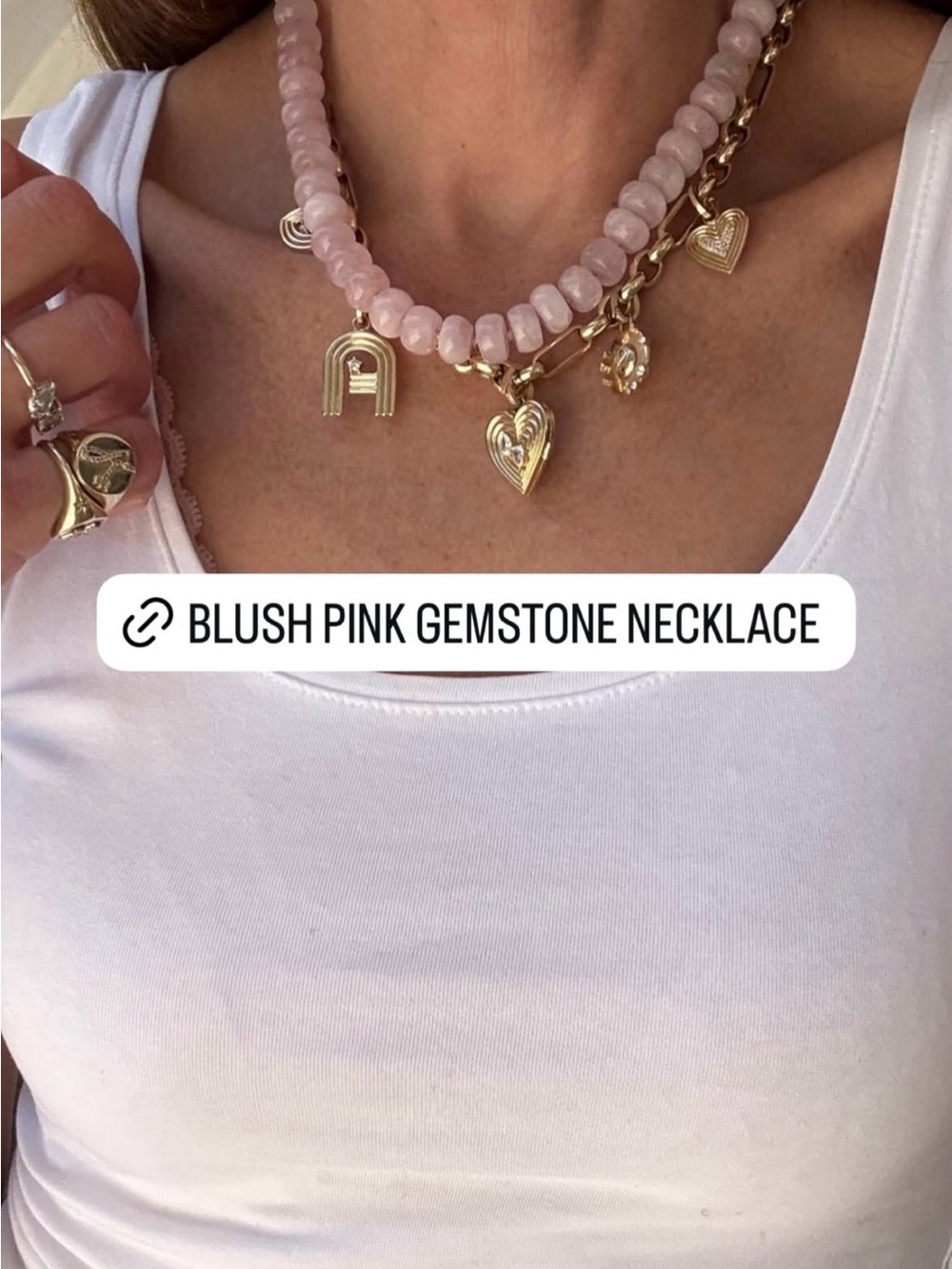 Adina Reyter Blush Pink Gemstone Beaded Necklace 9K Yellow Gold Rose Quartz $398 - Picture 15 of 16